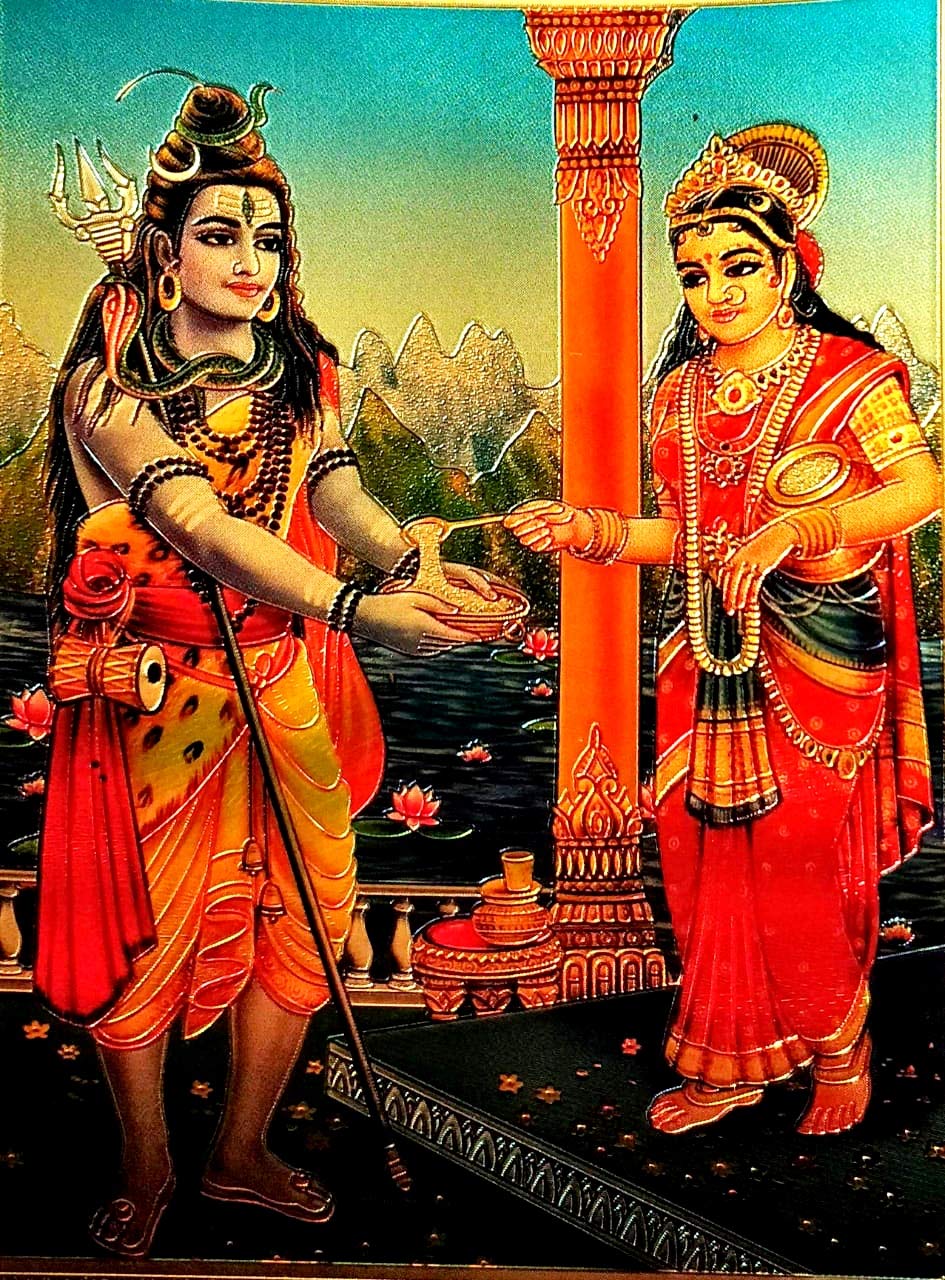 Suninow God Shiv And Maa Annapurna Devi Photo For Pooja | Hindu Bhagwan Devi Devta Photo | God Photo Frames | Wall D?Cor Photo F
